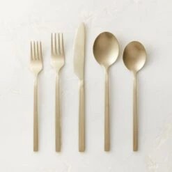 20-Piece Parallel Brushed Champagne Gold Flatware Set