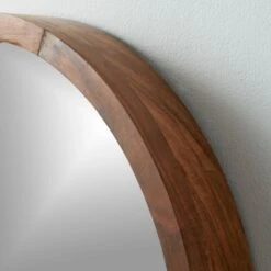 Acacia Wood Round Wall Mirror 24" -Optimal Furniture Store AcaciaRoundWoodMirrorAVS15