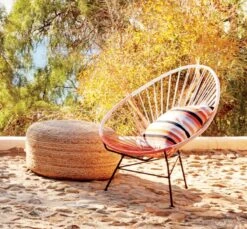 Braided Jute Large Pouf -Optimal Furniture Store AcapulcoPinkEggOutdoorChairJN19