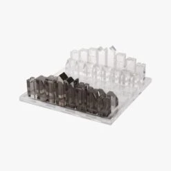 Clear And Smoke Grey Acrylic Chess Set -Optimal Furniture Store AcrylicChessSetF18