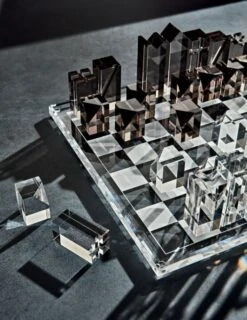 Clear And Smoke Grey Acrylic Chess Set -Optimal Furniture Store AcrylicChessSetGG19
