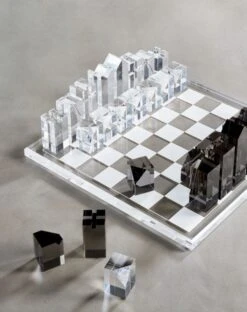 Clear And Smoke Grey Acrylic Chess Set -Optimal Furniture Store AcrylicChessSetOC19