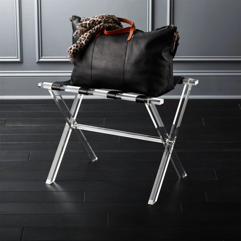 Acrylic And Leather Luggage Rack 2 Acrylic And Leather Luggage Rack - Image 2