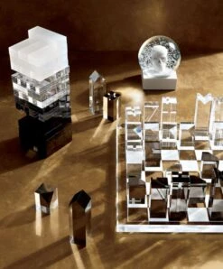 Clear And Smoke Grey Acrylic Chess Set -Optimal Furniture Store AcrylicTumblingTowerNV19