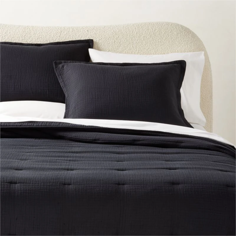 Alto Organic Cotton Black Quilt And Pillow Shams 1 Alto Organic Cotton Black Quilt And Pillow Shams