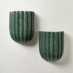 Ariel Fluted Green Marble Wall Sconce Light -Optimal Furniture Store ArielGreenMarbleSconceAV2SHS23
