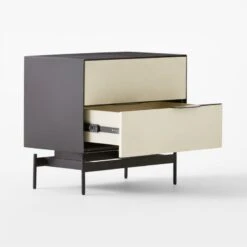 Avers 2-Drawer Plaster And Black Metal Nightstand -Optimal Furniture Store AversMtlFrameNightstand3QAVSSS22