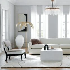 Palm Brass Finish Floor Lamp 9 Palm Brass Finish Floor Lamp -Optimal Furniture Store BacioCreamBoucleSofaFB21 1x1 1