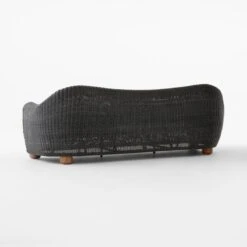 Bacio Graphite Rattan Outdoor Sofa With Grey Sunbrella® Cushions -Optimal Furniture Store BacioGreySofa3QBSSS23