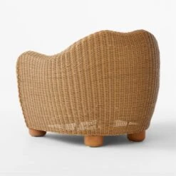 Bacio Natural Rattan Outdoor Lounge Chair With Ivory Sunbrella® Cushions -Optimal Furniture Store BacioNatLoungeChair3QBSSS23