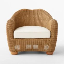 Bacio Natural Rattan Outdoor Lounge Chair With Ivory Sunbrella® Cushions -Optimal Furniture Store BacioNatLoungeChairSOSSS23