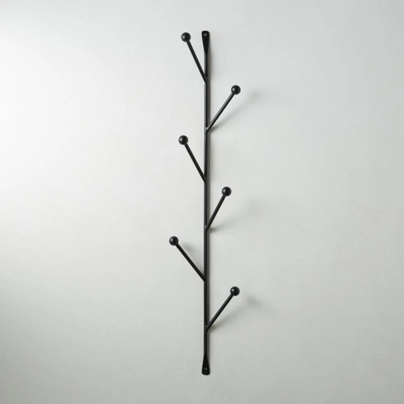 Barker Matte Black Vertical Wall Mounted Coat Rack 1 Barker Matte Black Vertical Wall Mounted Coat Rack
