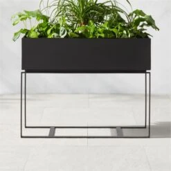 Baros Black Metal Outdoor Raised Planter Low -Optimal Furniture Store BarosMetalPlanterLowAVSHS23