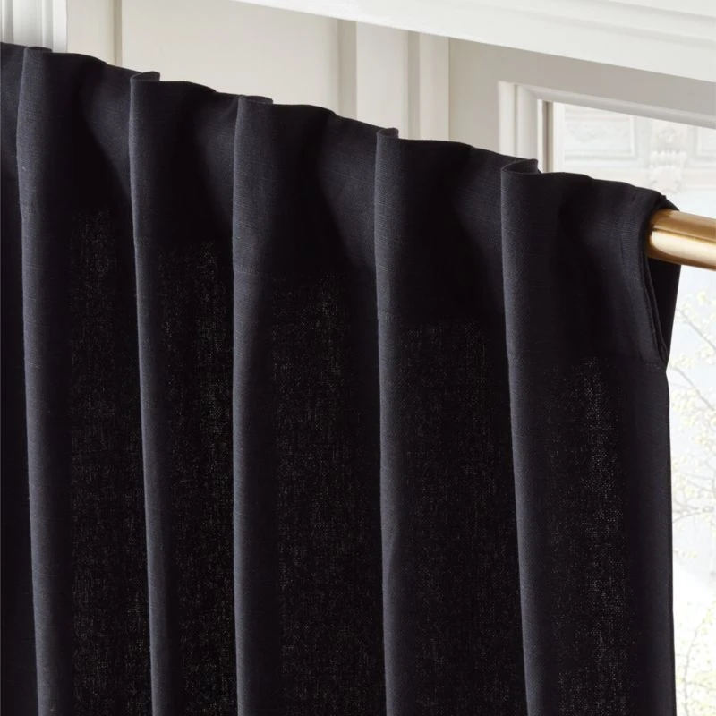 Black Cotton Basketweave Window Curtain Panel 48''x84'' 4 Black Cotton Basketweave Window Curtain Panel 48''x84'' - Image 4