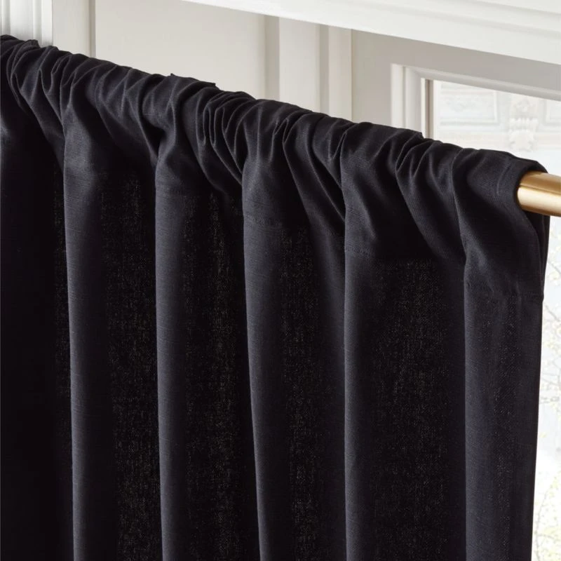 Black Cotton Basketweave Window Curtain Panel 48''x84'' 3 Black Cotton Basketweave Window Curtain Panel 48''x84'' - Image 3