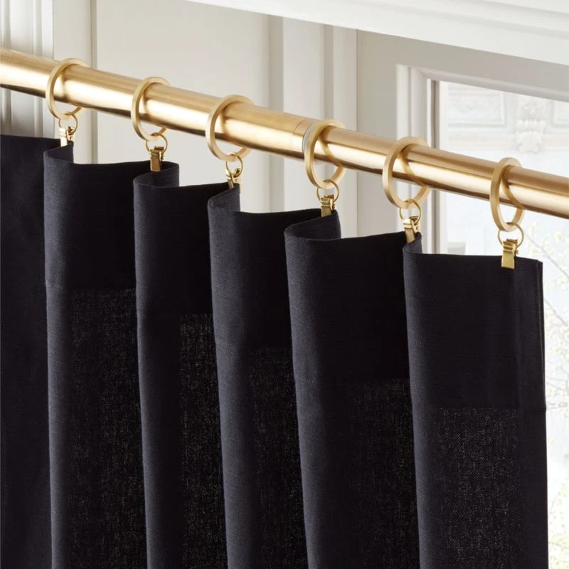 Black Cotton Basketweave Window Curtain Panel 48''x84'' 2 Black Cotton Basketweave Window Curtain Panel 48''x84'' - Image 2