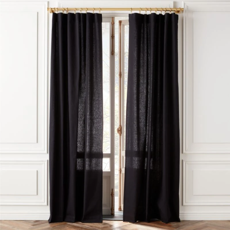 Black Cotton Basketweave Window Curtain Panel 48''x84'' 1 Black Cotton Basketweave Window Curtain Panel 48''x84''