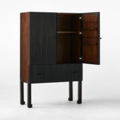 Bayamo Dark Blue Wood Bar Cabinet -Optimal Furniture Store BayamoStandingBar3QAVSSS23