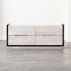 Beaufort 4-Drawer Whitewashed Wood Dresser