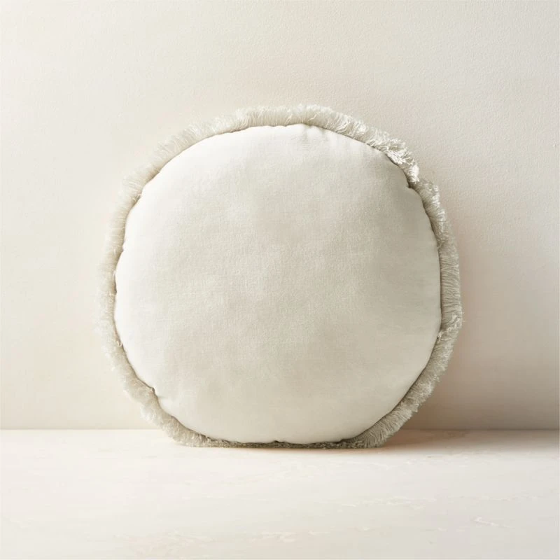Bettie Warm White Velvet Round Throw Pillow 16" 1 Bettie Warm White Velvet Round Throw Pillow 16"