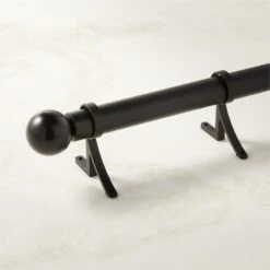 Boule Black Curtain Rod With Black Finials 28"-48"x1.25"