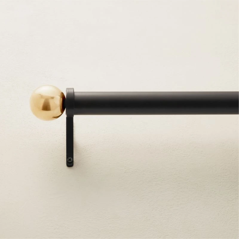 Boule Black Drapery Curtain Rod With Brass Finials 1 Boule Black Drapery Curtain Rod With Brass Finials
