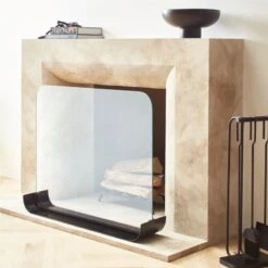 Black Curve Fireplace Screen -Optimal Furniture Store BlackCrvFireplaceScreenAVSHF22