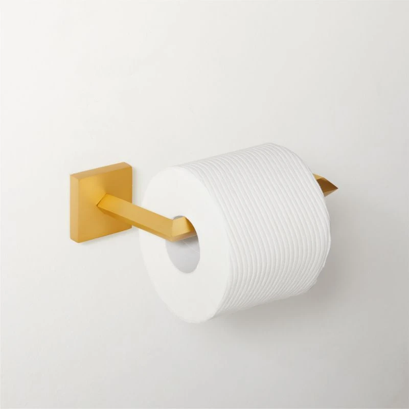 Blaine Brushed Brass Wall Mount Toilet Paper Holder 2 Blaine Brushed Brass Wall Mount Toilet Paper Holder - Image 2