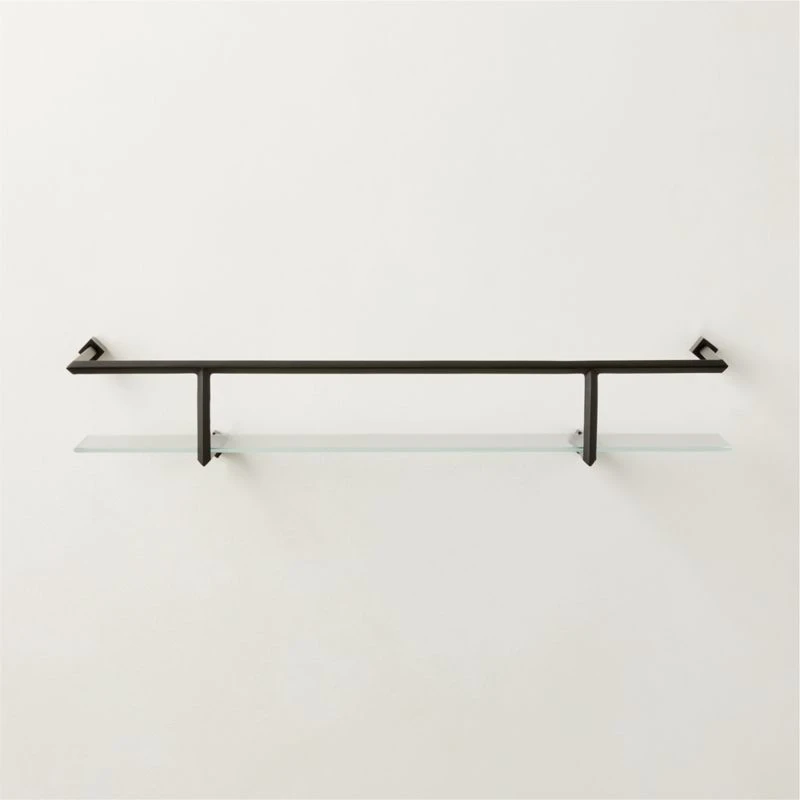 Blaine Black Wall Shelf With Rail 24" 1 Blaine Black Wall Shelf With Rail 24"