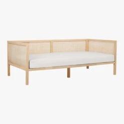 Boho White Linen And Natural Rattan Daybed Twin -Optimal Furniture Store BohoDaybedNtrlWPearlCover3QS18