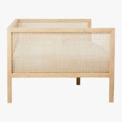 Boho White Linen And Natural Rattan Daybed Twin -Optimal Furniture Store BohoDaybedNtrlWPearlCoverSDS18