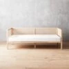 Boho White Linen And Natural Rattan Daybed Twin