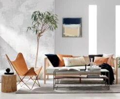 Boho White Linen And Natural Rattan Daybed Twin -Optimal Furniture Store BohoNaturalDaybedWithPearlFB19