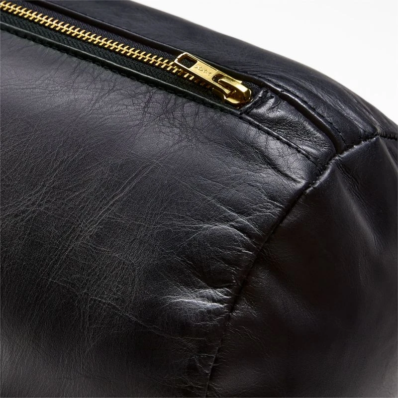 Bolster Black Leather Throw Pillow 44'' 2 Bolster Black Leather Throw Pillow 44'' - Image 2