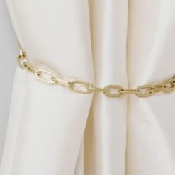 Bolt Polished Brass Chain Curtain Tieback -Optimal Furniture Store BoltDrpryTiebackChnPldBrsSHF21 1
