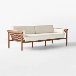 Bonelli Teak Outdoor Sofa With Ivory Sunbrella® Cushions -Optimal Furniture Store BonelliSofa3QSSS23