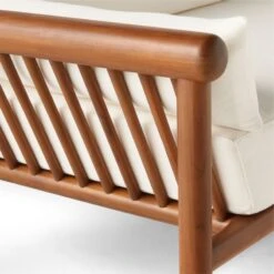 Bonelli Teak Outdoor Sofa With Ivory Sunbrella® Cushions -Optimal Furniture Store BonelliSofaAV2SSS23