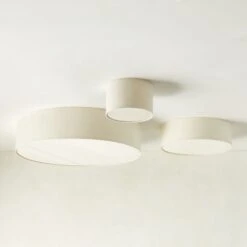 Boum Raw Silk Drum Flush Mount Light 34" -Optimal Furniture Store BoumRawSilkFlushMountGroupFHS23