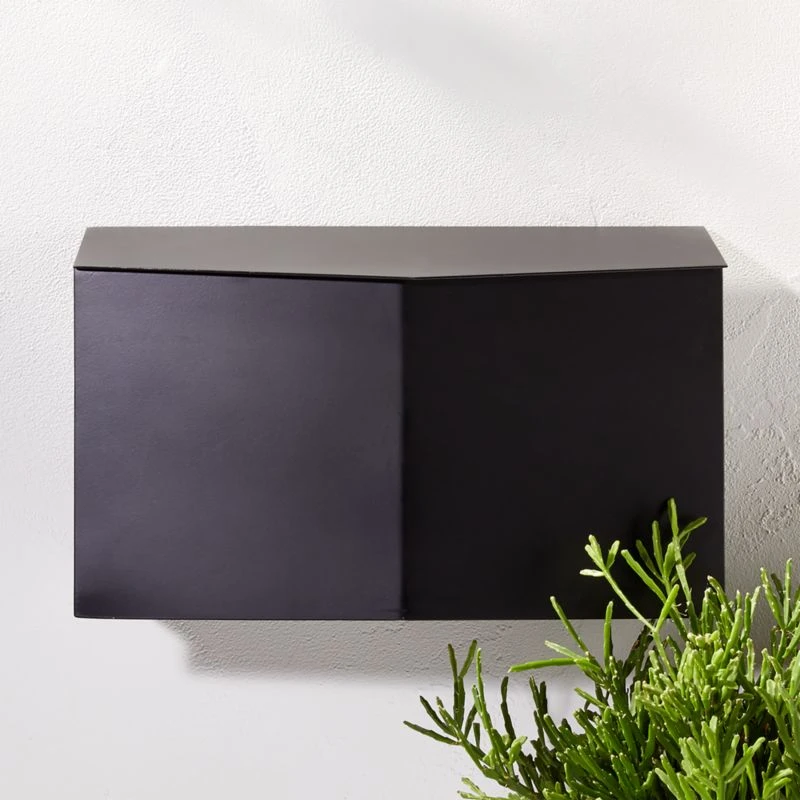 Bow Angled Black Wall-Mounted Mailbox 1 Bow Angled Black Wall-Mounted Mailbox