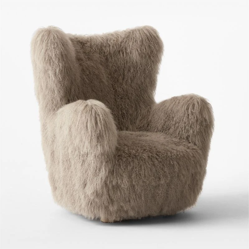 Bozzi Taupe Mongolian Sheepskin Accent Chair 5 Bozzi Taupe Mongolian Sheepskin Accent Chair - Image 5
