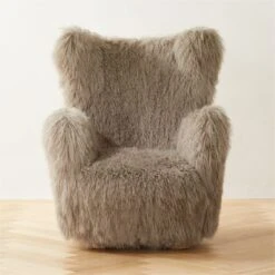 Bozzi Taupe Mongolian Sheepskin Accent Chair
