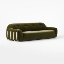 Brace Green Velvet Tufted Sofa -Optimal Furniture Store BraceGreenMinkSofa3QSSF22