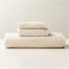 Brooks Ribbed Organic Cotton Warm White Bath Towel Set