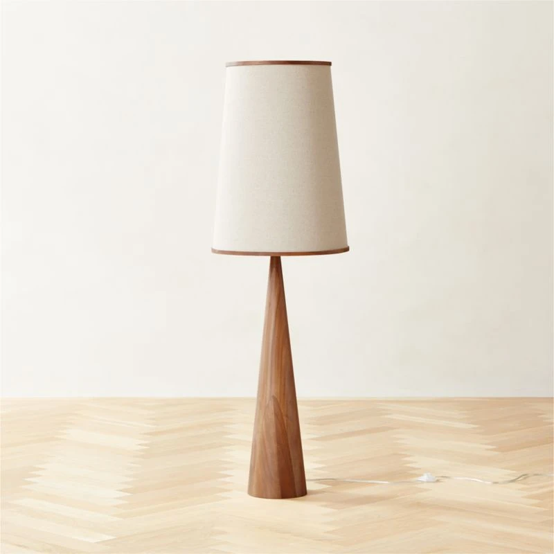 Bruna Walnut Wood And Linen Floor Lamp 1 Bruna Walnut Wood And Linen Floor Lamp