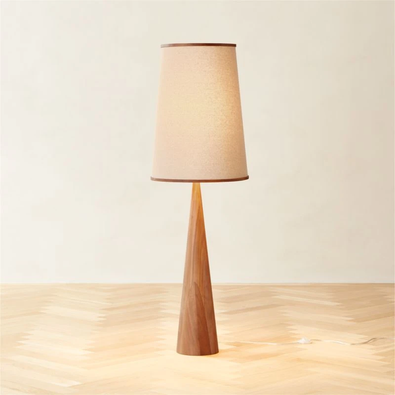 Bruna Walnut Wood And Linen Floor Lamp 2 Bruna Walnut Wood And Linen Floor Lamp - Image 2
