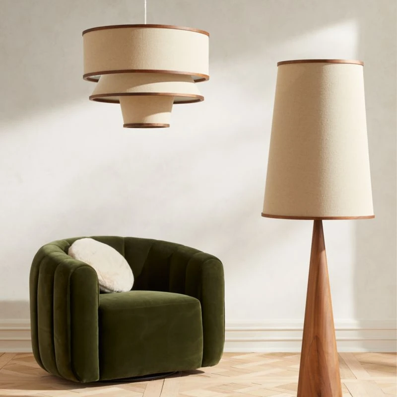 Bruna Walnut Wood And Linen Floor Lamp 5 Bruna Walnut Wood And Linen Floor Lamp - Image 5