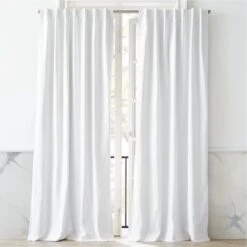 White Basketweave Blackout Window Curtain Panel 48"x84"