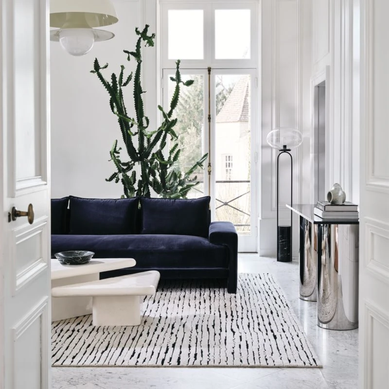 Levi Handknotted New Zealand Wool Black And Ivory Area Rug 5'x8' 4 Levi Handknotted New Zealand Wool Black And Ivory Area Rug 5'x8' - Image 4