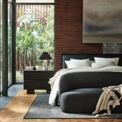 Pietro Woven Black Leather Queen Bed -Optimal Furniture Store CB2FA22 27A V1