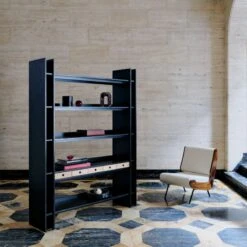 Genova Black Ebonized Oak Bookcase -Optimal Furniture Store CB2FA22 FR 12 Hero